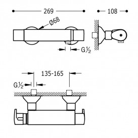 Термостат для душа Tres двухвентильный хром 190162