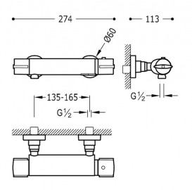 Термостат для душа Tres Flat-Tres двухвентильный хром 20419601