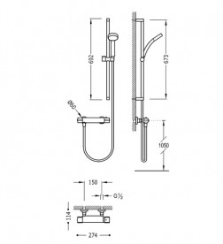Термостат для душа Tres Flat-Tres с ручным душем хром 20419602