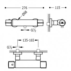Термостат для душа Tres Lex-Tres двухвентильный хром 181164