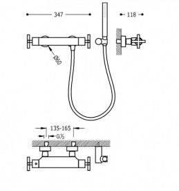Термостат для душа Tres Max-Tres двухвентильный хром 06316201