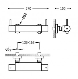 Термостат для душа Tres Max-Tres с ручным душем хром 09096401
