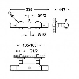 Термостат для душа Tres Over-wall двухвентильный матовое розовое золото 19016902OPM