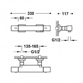 Термостат для душа Tres Over-wall настенный с душевым набором матовый белый 19016469BM
