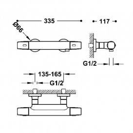 Термостат для душу Tres Over-wall настінний двовентильний матовий білий 19016404BM