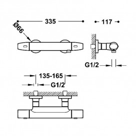 Термостат для душу Tres Over-wall настінний двовентильний матове рожеве золото 19016403OPM