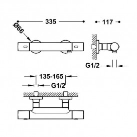 Термостат для душу Tres Over-wall настінний з душовим набором хром 19016429