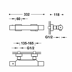 Термостат для душа Tres Project-Tres двухвентильный с ручным душем бронзовый черный 21116409KMB