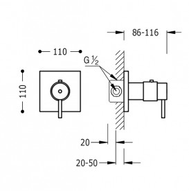 Термостат для душу Tres Tresmostatic одноважільний вбудовується хром 190647