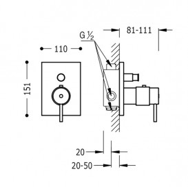 Термостат для душу Tres Tresmostatic одноважільний вбудовується хром 190652
