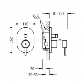 Термостат для душу Tres Tresmostatic одноважільний вбудовується хром 190552