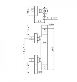 Термостат для душу Vema Wellness хром двухвентильний V03092B0010