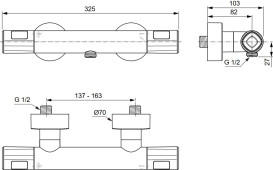 Термостат для душа Villeroy & Boch Universal Showers двухвентильный хром TVS00003400061