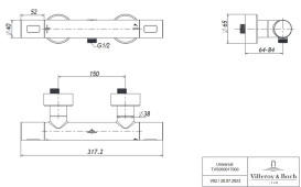 Термостат для душа Villeroy & Boch Universal Taps & Fittings двухвентильный матовое золото TVS00001700076