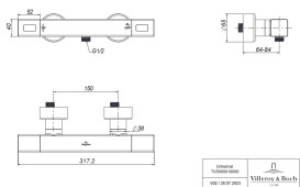 Термостат для душу Villeroy & Boch Universal Taps & Fittings двовентильний матовий чорний TVS000018000K5