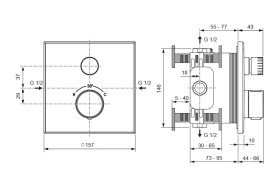 Термостат для душа Villeroy & Boch Universal Taps & Fittings встраиваемый матовый черный TVS000039000K5