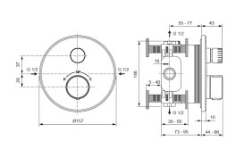Термостат для душу Villeroy & Boch Universal Taps & Fittings вбудований хром TVS00003800061