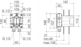 Термостат для змішувача Dornbracht прихованого монтажу без регулювання витрати хром 35 425 970 90