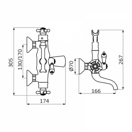 Термостат для ванной GRB Clasica с душевой лейкой латунь хром 103190