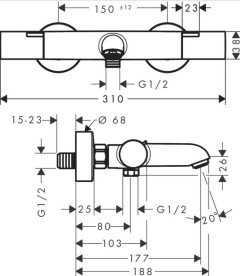 Термостат для ванной Hansgrohe Ecostat Element двухвентильный черный матовый 13347670