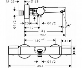 Термостат для ванной Hansgrohe Versostat двухвентильный хром 15348000