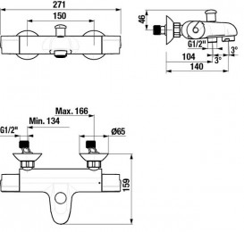 Термостат для ванной Jika Deep двухвентильный хром H3231U70044001