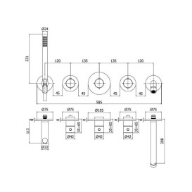 Термостат для ванной Paffoni Modular box встраиваемый с душевым гарнитуром черный матовый MDE001NO