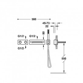 Термостат для ванної Tres B-system на 2 споживача з душовим гарнітуром рожеве золото 30725207OP
