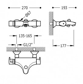 Термостат для ванной Tres Basic с ручным душем хром 1901729