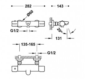 Термостат для ванной Tres Canigo с душевым гарнитуром хром 21717409