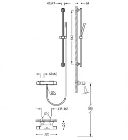 Термостат для ванни Tres Cuadro-Tres з каскадним виливом та ручним душем хром 00717402