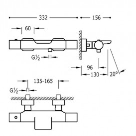 Термостат для ванной Tres Loft-Tres с каскадным изливом хром 20017401