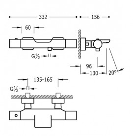 Термостат для ванни Tres Loft-Tres з каскадним виливом та ручним душем хром 20017409