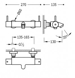 Термостат для ванной Tres Max-Tres двухрычажный хром 09027401