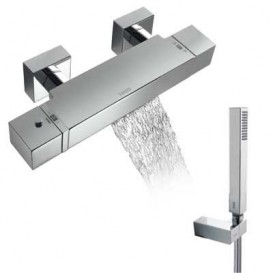 Термостат для ванной Tres Cuadro-Tres с каскадным изливом и ручным душем хром 1071749