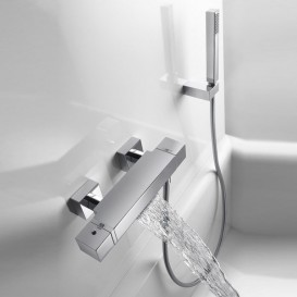 Термостат для ванной Tres Cuadro-Tres с каскадным изливом и ручным душем хром 1071749