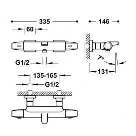 Термостат для ванної Tres Over-wall настінний двовентильний матовий білий 19017405BM