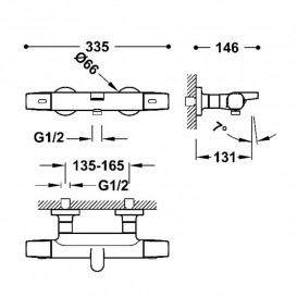 Термостат для ванной Tres Over-wall настенный двухвентильный хром 19017404