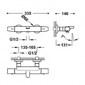 Термостат для ванної Tres Over-wall настінний двовентильний чорна бронза 19017403KMB