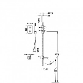Термостат для ванної Tres Therm-Box на 2 споживача з душовим гарнітуром матове рожеве золото 21125007OPM