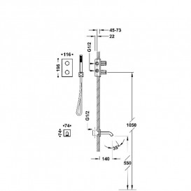 Термостат для ванной Tres Therm-Box на 2 потребителя с душевым гарнитуром хром 06225006