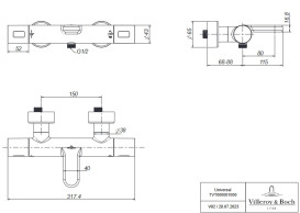 Термостат для ванної кімнати Villeroy & Boch Universal Taps & Fittings двовентильний хром TVT00000100061