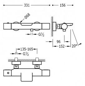 Термостат для ванны Tres Study Exclusive с каскадным изливом и ручным душем розовое золото 26117209OP
