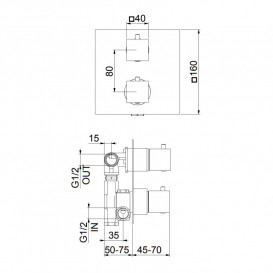 Термостат скрытого монтажа Fiore Spazio Doccia 2 потребителя черный матовый 31NN0913
