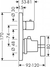 Термостат скрытого монтажа Hansgrohe Axor Citterio с запорным вентилем шлифованный черный хром 39705340