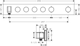 Термостат скрытого монтажа Hansgrohe Axor ShowerSolutions Select 600/90 4 потребителя матовый никель 18357820