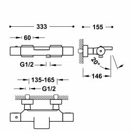Термостатичний змішувач для ванни Tres Project-Tres двовентильний з каскадним виливом рожеве золото 21117409OP