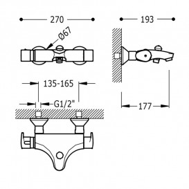 Термостатический смеситель для ванны Tres двухвентильный хром 190172