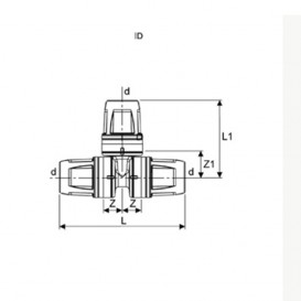 Тройник 90° равнопроходный Tece TECElogo пластик PPSU черный 50х50х50 8710950