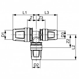 Тройник 90° редукционный Tece TECElogo пластик PPSU черный 25x16x25 мм 8711008